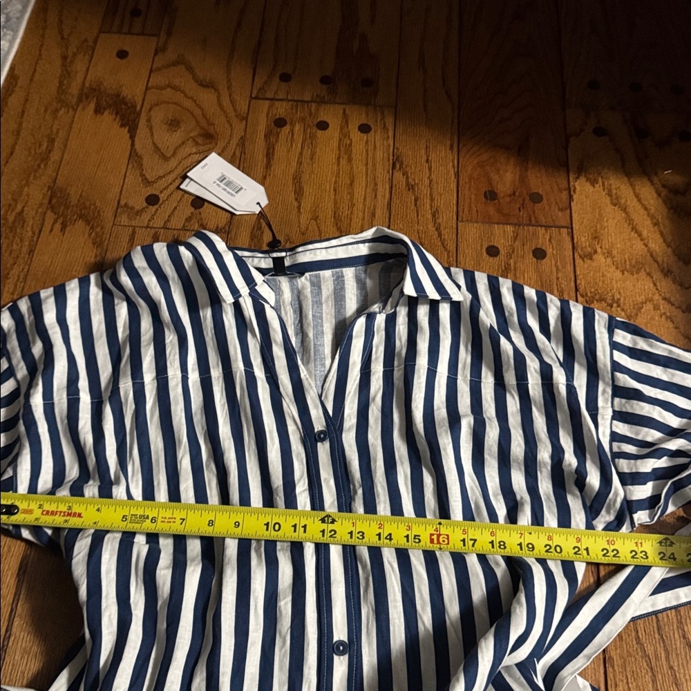 NWT Universal Standard Plaza Linen Shirt Dress Blue and White Stripe Size Small - Picture 9 of 10